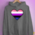 Genderfluid Pride 8-Bit Pixel Heart Hoodie - Grey Heather